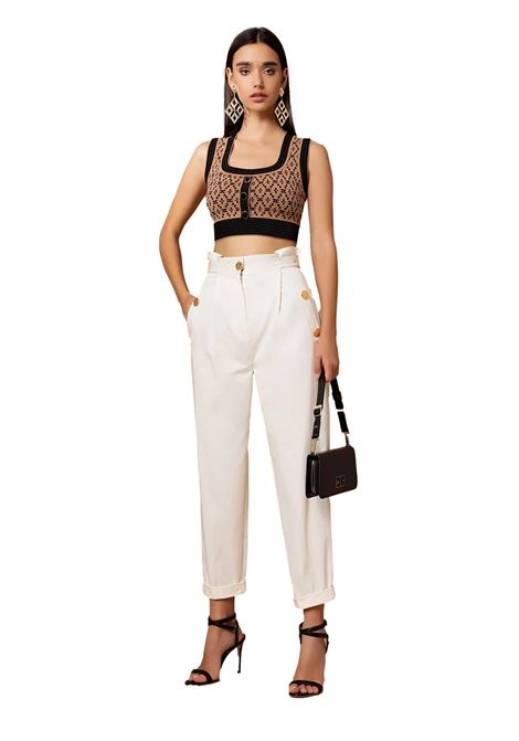 Pantalone con fascione in punto vita e due fibbie in metallo dorato Elisabetta Franchi ELISABETTA FRANCHI | Pantaloni | PA05631E2193